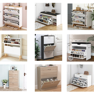 Moderno Organizzatore di Lusso per la Casa, Mobile Portascarpe <span class=keywords><strong>in</strong></span> <span class=keywords><strong>Legno</strong></span> Bianco, Armadio Rotante per Scarpe con Panca - Product Image 6
