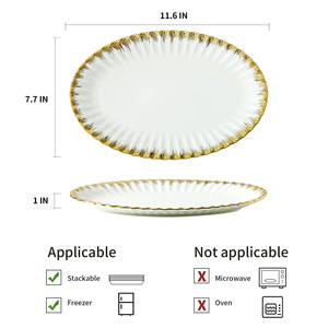 Stoviglie in ceramica con bordo dorato LETAOTAO per uso domestico; Piatto da pranzo occidentale, bistecca, per piatti da ristorante per matrimoni. - Product Image 3