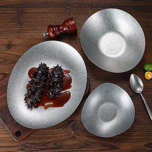 Retro Stainless Steel Oval Plate 304 Japanese Style Snack Bowl Cold Dish Pasta Salad Barbecue Rice Plate Hotel Use - Product Image 2