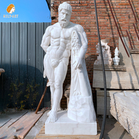 Estatua de Hércules de Mármol de Tamaño Real MILY, Escultura Griega Antigua Tallada a Mano para Jardín o Villa al Aire Libre