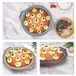 Pastry Tools Carbon Steel Frame Silicone Non-stick Bakeware Round Shape Silicone Baking Pan For Cake