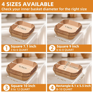 100 unidades de papel de horno apto para freidoras de aire, papel para cocinar saludable, compatible con freidoras de aire, papel impermeable para freidoras de aire - Product Image 2