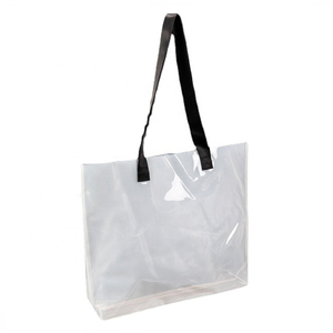 PP transparent square bottom tote bag plastic gift long handle bag