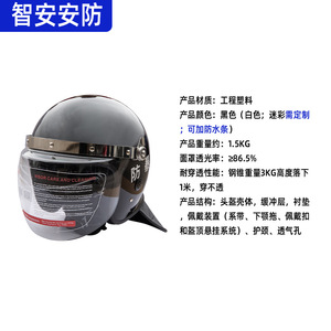 หมวกกันน็อคพีซีไรอทสีดำ พร้อมแผ่นปิดหน้าใส ป้องกันฝุ่นละออง สำหรับการรักษาความปลอดภัยและการลาดตระเวน - Product Image 2