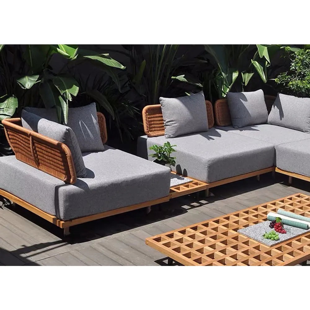 Muebles de mimbre para exteriores, muebles de jardín de estilo moderno, tamaño de sofá estándar