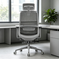 Chaise de bureau exécutive ergonomique moderne en tissu avec base en acier, pivotante, appuie-tête réglable, accoudoirs et repose-pieds inclinable pour l'école