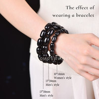 Bracelet en perles d'agate noire naturelle en gros, fait main, pierre énergétique, cristal neutre, simple tour, tendance mode moderne