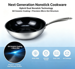 Wok de Cerámica KFCC G8 Libre de PFAS, Wok Antiadherente de Acero Inoxidable de 5 Capas con Micro Puntos G8, Wok <span class=keywords><strong>para</strong></span> Cocina de Gas e Inducción - Product Image 4
