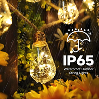 Guirlande solaire LED IP65 pour extérieur, 8 m avec 16 ampoules ou 5 m avec 10 ampoules, en corde de chanvre avec fil de cuivre, pour décoration de jardin et fêtes
