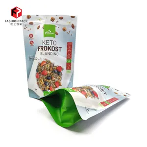 Opaco Verde Mylar 1000g di Massa Colazione Muesli Cereali e Oatmeals Sacchetto di Imballaggio con Richiudibile della Chiusura Lampo di