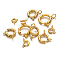Fermoirs à ressort ronds en acier inoxydable PVD or pour bijoux, accessoires de connexion, vente en gros