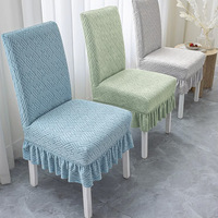 Vente en Gros Nouveau Design Housse de Chaise Jacquard Spandex Jupe Extensible Tricotée pour Décoration de Salle à Manger