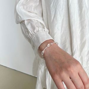 Dylam Personalized Design Fine Jewelry S925 <b>Silver</b> Beaded Chain Big Circle Crystal Women <b>Bangles</b> <b>Bracelets</b> Jewellery for Daily - Product Image 3