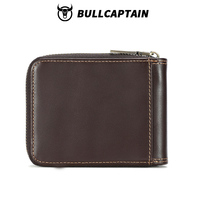 Dompet Pria BULLCAPTAIN Terbuat dari Kulit Asli Berkualitas Tinggi, Dompet Koin Pria, Tempat Kartu Pria, Dompet dengan Ritsleting untuk Uang dan Koin