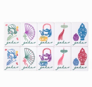 Entrega en 3 Días, Fichas de Mahjong Americanas de Acrílico <span class=keywords><strong>Verde</strong></span> de Lujo, Diseño Pintado a Mano con Estilo Bambú y <span class=keywords><strong>Linterna</strong></span> - Product Image 5