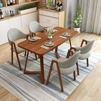 Ensemble de table à manger moderne en bois de style nordique, avec 6 chaises, en pierre frittée, pour hôtel, table et chaises en marbre, 4 pièces de mobilier