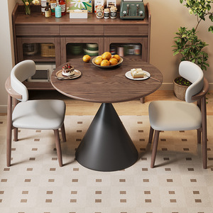 Vintage Style Solid Wood Dining <strong>Table</strong> <strong>Small</strong> Sized Round <strong>Table</strong> French Black Walnut Round <strong>Table</strong> <strong>and</strong> <strong>Chair</strong> <strong>Set</strong> - Product Image 4
