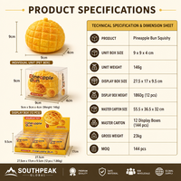 Southpeak Toy Squishy en forme de pain d'ananas, Jouets sensoriels doux à remontée lente, Vente en gros