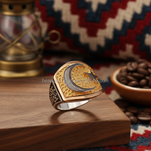 Anillo de Hombre de Plata de Ley 925 con Bandera Turca, Luna y Estrella - Product Image 3
