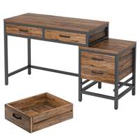 Bureau d'ordinateur avec cadre de rangement réversible à 5 tiroirs, table d'écriture pour petits espaces