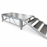 Plateforme de scène de concert portable en aluminium certifiée TUV avec escaliers, treillis d'éclairage carré et présentoir pour événements – Modèle Aluminium
