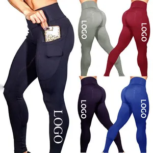 Özel Logo ucuz spor giyim kadın yüksek bel spor Yoga pantolon tayt kadın tozluk cepler ile kadınlar