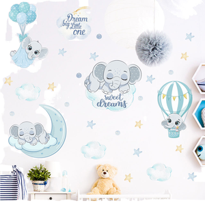 <span class=keywords><strong>Autocollant</strong></span> en PVC découpé à la forme, imperméable, motif éléphant de dessin animé avec <span class=keywords><strong>nuage</strong></span>, nouvelle conception Miaofu, pour la décoration murale de la <span class=keywords><strong>chambre</strong></span> d'un bébé garçon - Product Image 4