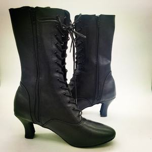 EKV580 <span class=keywords><strong>Beige</strong></span> cuero mujer moda baile botas punta cerrada Salsa salón Latino Cha señora niñas zapatos tamaño - Product Image 4