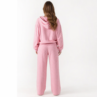 Ensemble coupe-vent en nylon 2 pièces pour femme KY, coupe-vent à carreaux, sweat à capuche zippé et pantalon droit