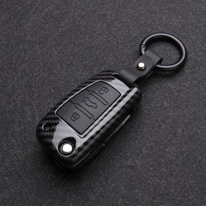 ABS Carbon Fiber Silicone Car Key Cover Protector Case for Audi <b>A3</b> A4 A5 C5 C6 8L 8P B6 B7 B8 C6 RS3 Q3 Q7 TT 8L 8V S3 Keychain - Product Image 3