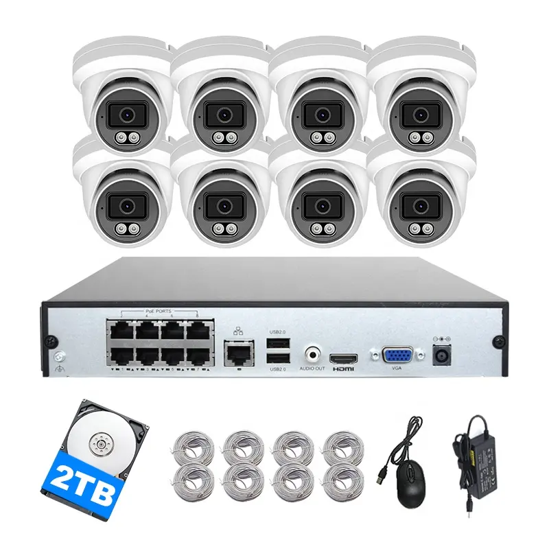8CH 4MP OEM IP POE NVR Kit ColorVu Smart Dual Light IR Built-in Mic 4CH Network Security CCTV Camera System