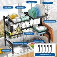 Égouttoir à vaisselle simple en métal pour évier de cuisine, rétractable, extensible, multifonctionnel, moderne et minimaliste, pour le rangement des assiettes