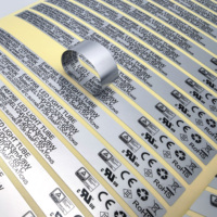 Usine d'impression UE CE Label Argent mat PET Étanche, étanche à l'humidité, étiquette de lampe à LED portable résistante aux hautes températures