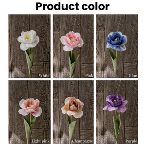 Flores Artificiales de Tulipán de Tela de Seda de Nuevo Diseño, Tulipanes de Cabeza Grande, Tulipanes Blancos y Rosas para Decoración de Bodas y Hogar - Product Image 3