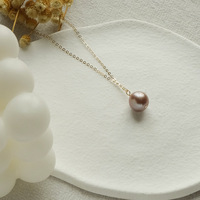 Collier de perles d'eau douce violettes Edison - Accessoire naturel - Pendentif plaqué or 14 carats
