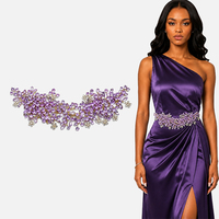 Appliques multifonctions en strass pour femmes, feuilles métalliques faites à la main, fleurs 3D en cristal à coudre pour chapeaux et robes de mariée