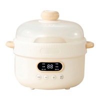 Mini-cuiseur électrique à mijoter 1000 ml avec pot en céramique, 6 fonctions, réservation 24h, écran LED, compact pour la maison et l'hôtellerie
