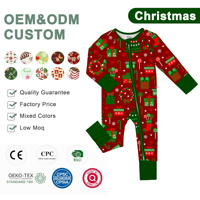 Pyjamas pour bébé en bambou WEIWEI de Noël, vente en gros personnalisée, boîte mystère RTS, pyjamas en bambou bio pour enfants, ensemble imprimé dessin animé