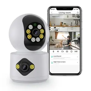 Icsee ống kính kép Wifi 4MP trong nhà CCTV phát hiện chuyển động an ninh Bullet PTZ không dây Wifi máy ảnh thông minh