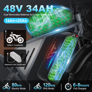 DE Warehouse JANSNO Ebike CE X70G 48V 37Ah 20" Fat Tire Dual <b>Battery</b> Electric Bicycle Electric Hybrid Mountain Dirt E Bikes - Product Image 3