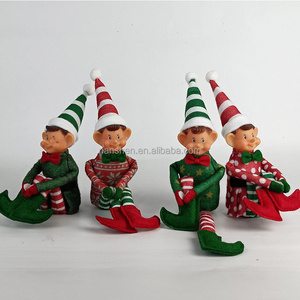 Hot-Selling Nieuwe Kerst Lange Neus Elf Pop Beeldje Langbenige Zittende Houding Boekenplank Ornamenten