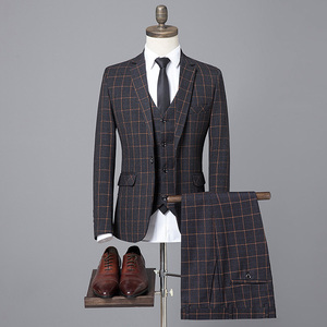 Nuevo <span class=keywords><strong>Traje</strong></span> de Hombre 2026 de 3 Piezas: Blazer, Pantalón y <span class=keywords><strong>Chaleco</strong></span> a Cuadros, Corte Slim, Formal - Product Image 2