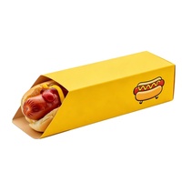 Boîte d'emballage jetable pour hot-dogs, vente en gros, personnalisable, biodégradable, en papier kraft, pliable, pour sandwichs et burgers, avec couvercle, impression offset