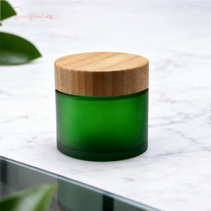 ขวดแก้วเก็บเครื่องสำอางครีมบำรุงผิวพร้อมฝาพลาสติกภาชนะกลมสีเขียว200กรัม - Product Image 1