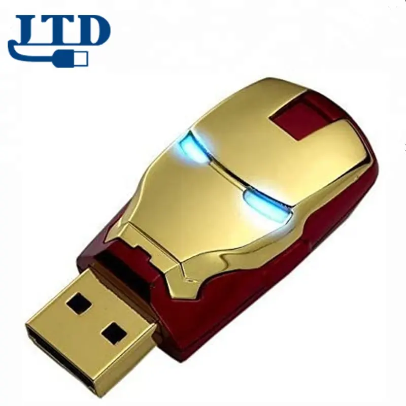 Inteligente de hombre de hierro cabeza azul ojos luz Super héroe 64GB USB Flash USB Dispositivo de almacenamiento