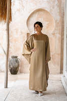 Caftan élégant de luxe personnalisé pour femmes Robe musulmane en satin arabe col en O manches longues nouveau modèle Femme Abaya Robe Dubai