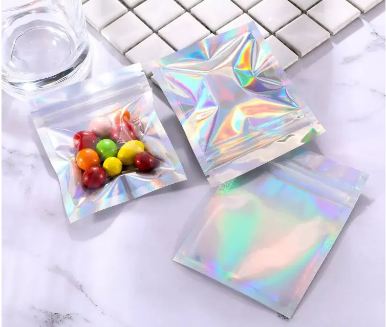 Mylar-bolsas de plástico HDPE de 3x4 pulgadas, 3,5G, troquelado, holográfico, 130 mic, sellable al calor, a prueba de olores