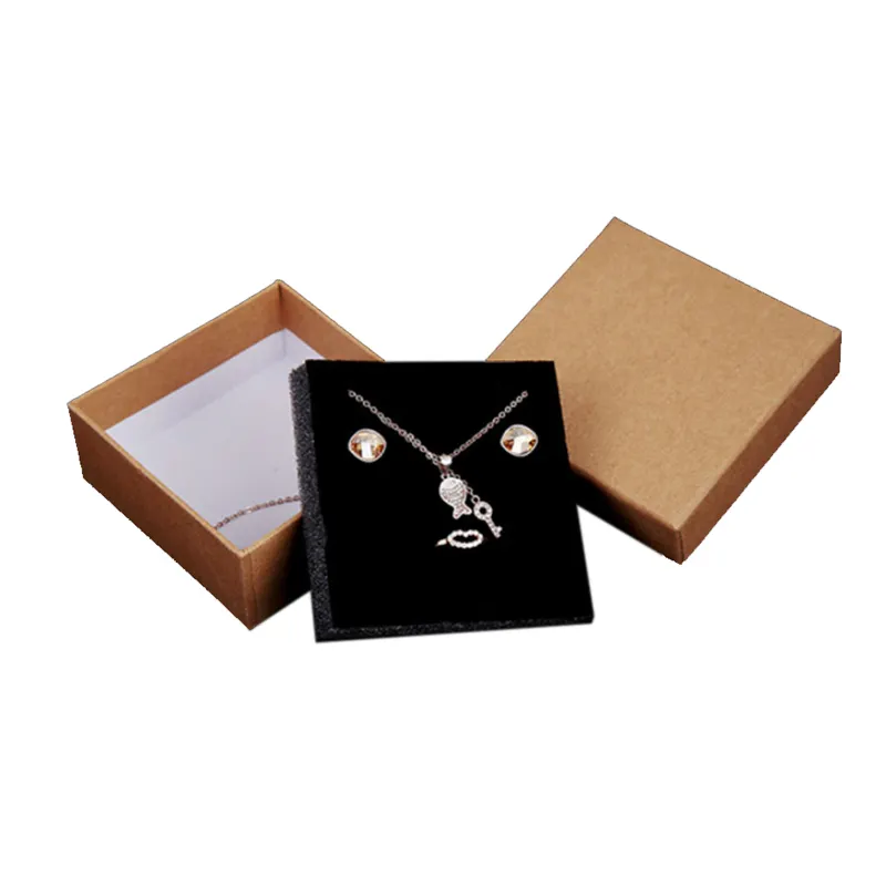 Недорогая квадратная крышка и нижняя часть под заказ, Подарочная бумажная коробка для ювелирных изделий, упаковка для ожерелий и серег