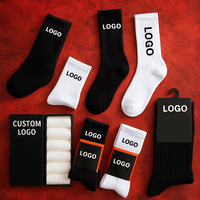 Chaussettes de marque en coton pour hommes, décontractées, jacquard, tricotées, avec lettres, en gros