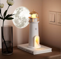 Projecteur Lampe Lune Phare, Veilleuse LED Rechargeable, Décoration Esthétique pour la Maison, Lampe de Table pour le Ramadan et les Célébrations d'Anniversaire